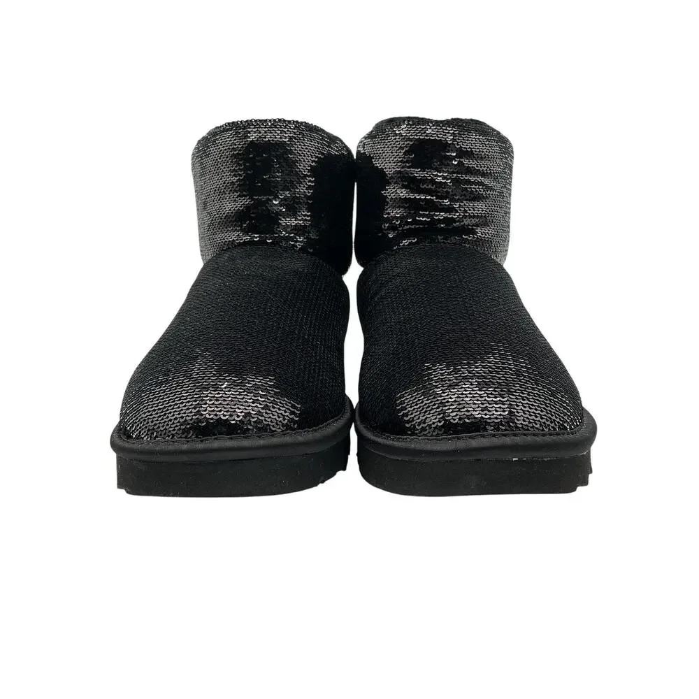Koolaburra Sequined Black Classic Mini Mirror Ball Boots Size 7
